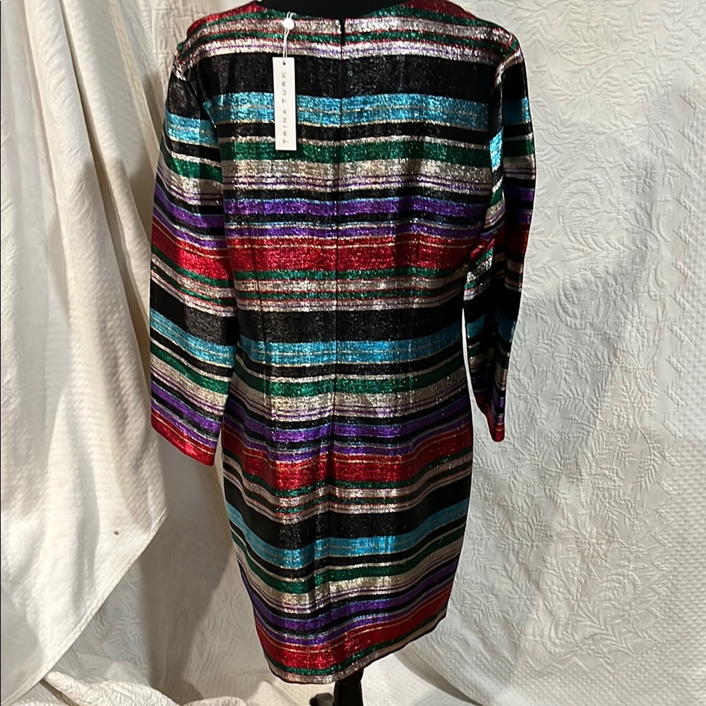 Trina Turk Metallic Striped‎ Shift Dress - Picture 3 of 13